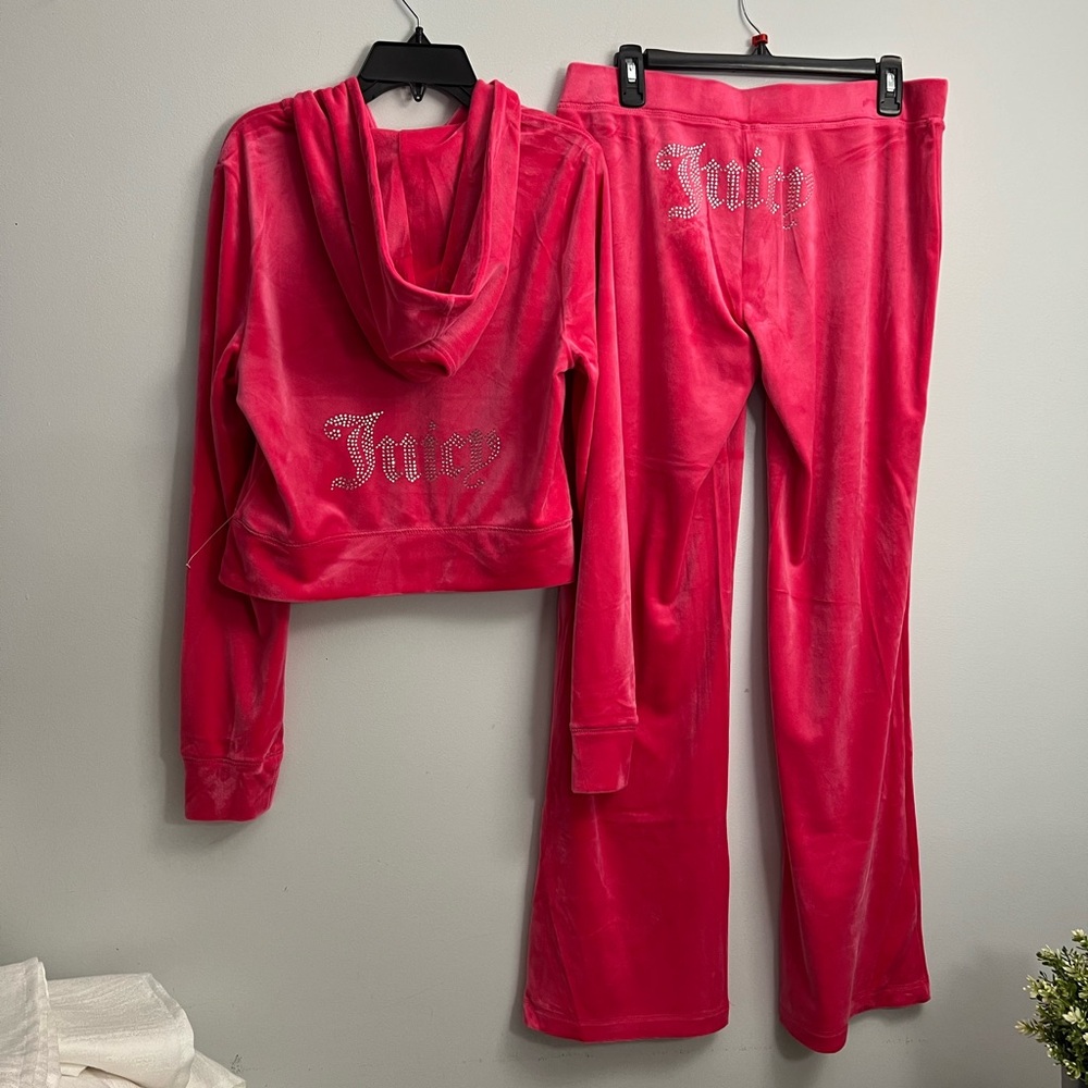 Juicy Couture Pink Velour Jacket and Pants Set